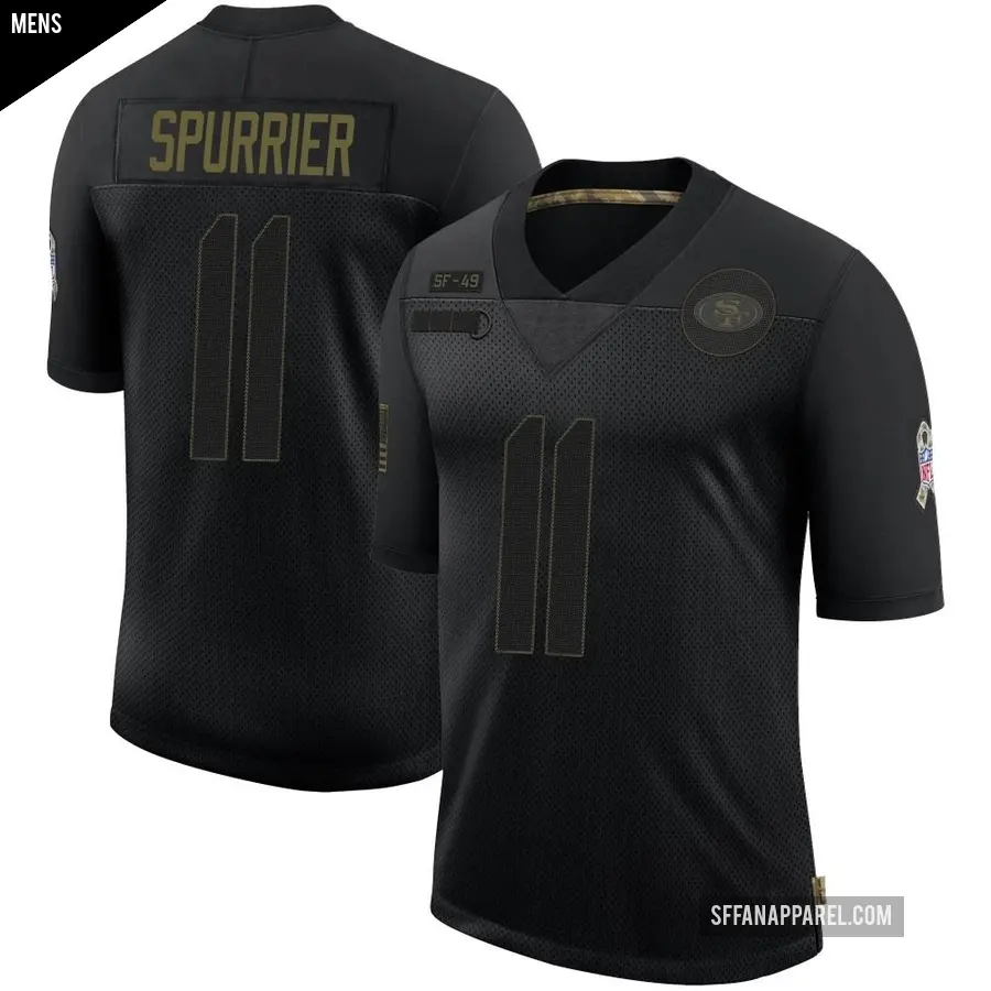 Men's San Francisco 49ers ＃11 Steve Spurrier Black Limited 2020 Salute To Service Jersey