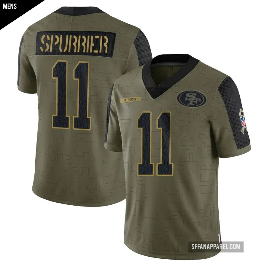 Men's San Francisco 49ers ＃11 Steve Spurrier Olive Limited 2021 Salute To Service Jersey