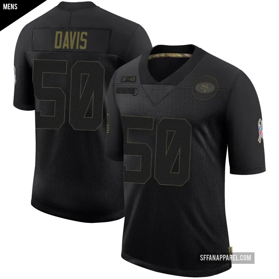 Men's San Francisco 49ers ＃50 Khalil Davis Black Limited 2020 Salute To Service Jersey