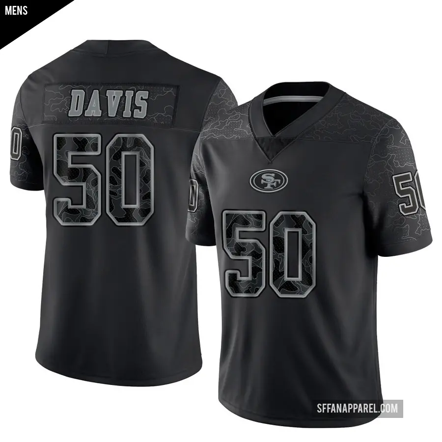 Men's San Francisco 49ers ＃50 Khalil Davis Black Limited Reflective Jersey