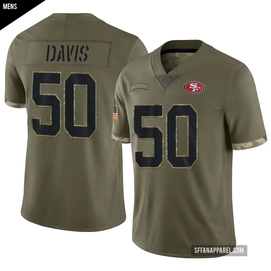 Men's San Francisco 49ers ＃50 Khalil Davis Olive Limited 2022 Salute To Service Jersey