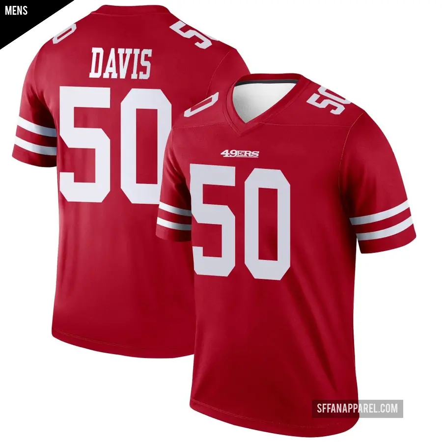 Men's San Francisco 49ers ＃50 Khalil Davis Scarlet Legend Jersey