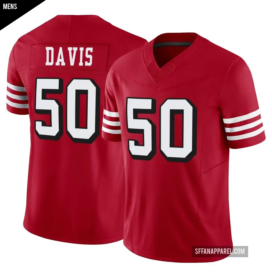 Men's San Francisco 49ers ＃50 Khalil Davis Scarlet Limited Alternate Vapor F.U.S.E. Jersey