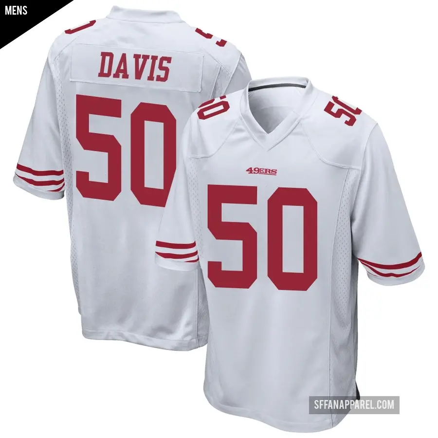 Men's San Francisco 49ers ＃50 Khalil Davis White Game Jersey