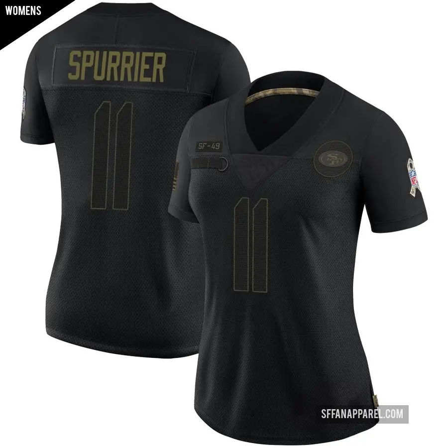 Women's San Francisco 49ers ＃11 Steve Spurrier Black Limited 2020 Salute To Service Jersey