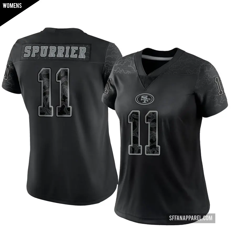 Women's San Francisco 49ers ＃11 Steve Spurrier Black Limited Reflective Jersey