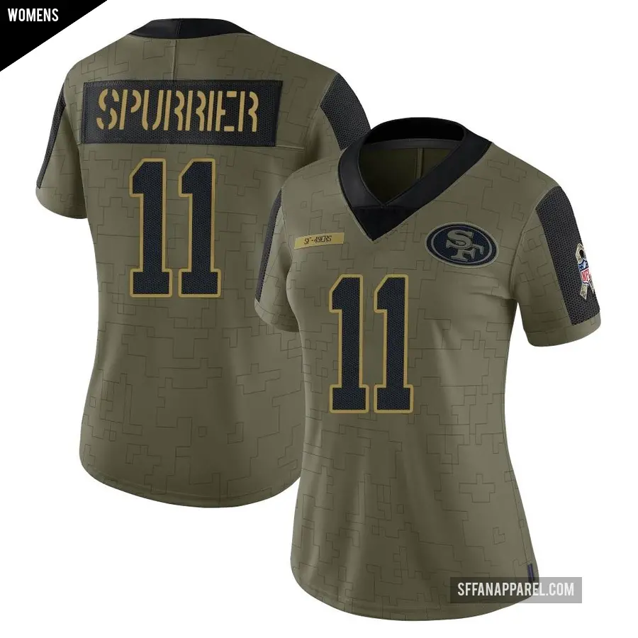 Women's San Francisco 49ers ＃11 Steve Spurrier Olive Limited 2021 Salute To Service Jersey