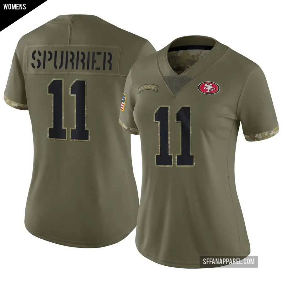 Women's San Francisco 49ers ＃11 Steve Spurrier Olive Limited 2022 Salute To Service Jersey