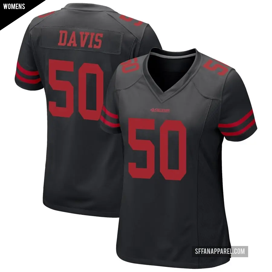 Women's San Francisco 49ers ＃50 Khalil Davis Black Game Alternate Jersey