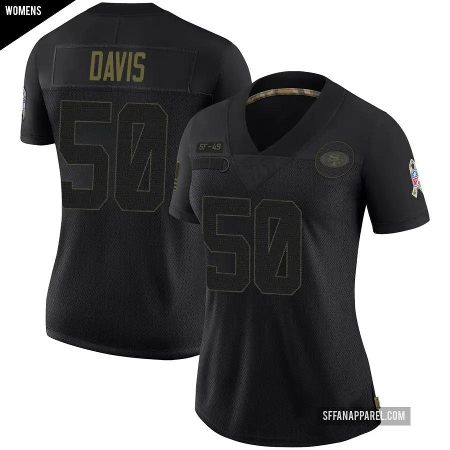 Women's San Francisco 49ers ＃50 Khalil Davis Black Limited 2020 Salute To Service Jersey