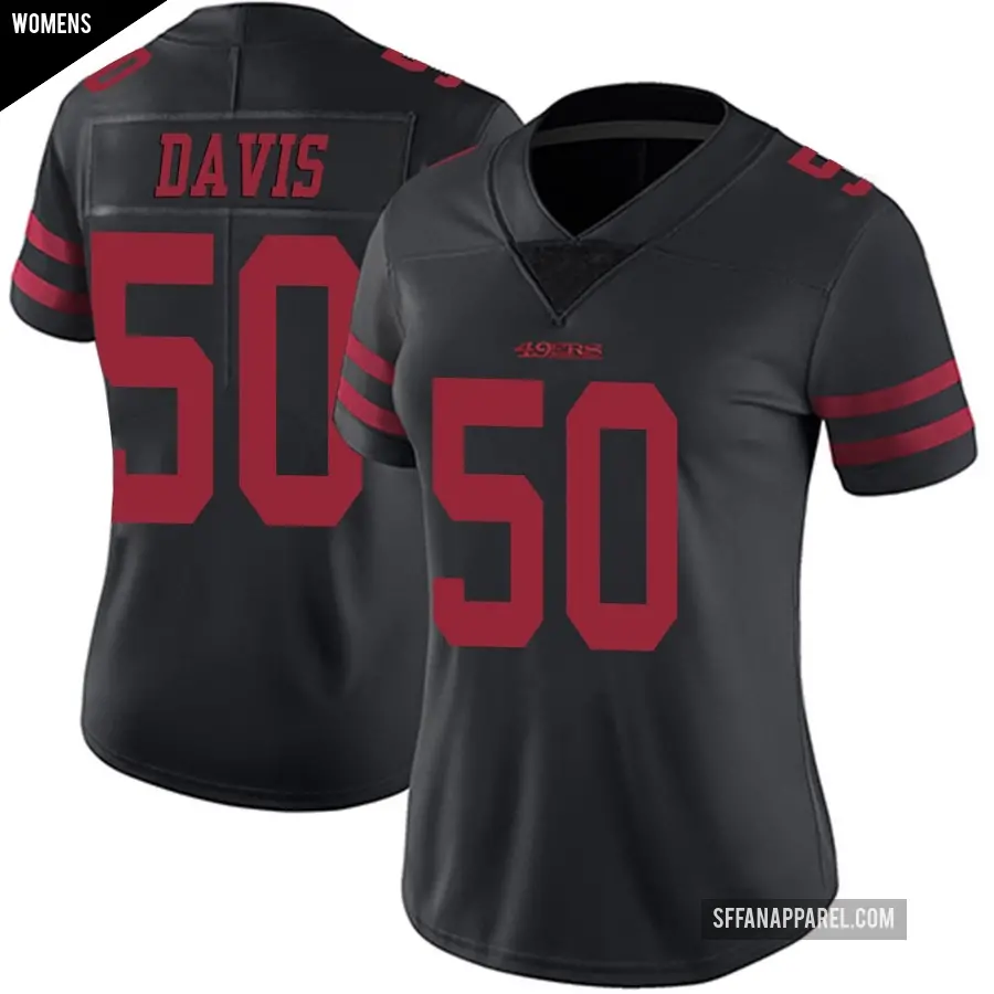 Women's San Francisco 49ers ＃50 Khalil Davis Black Limited Alternate Vapor Untouchable Jersey