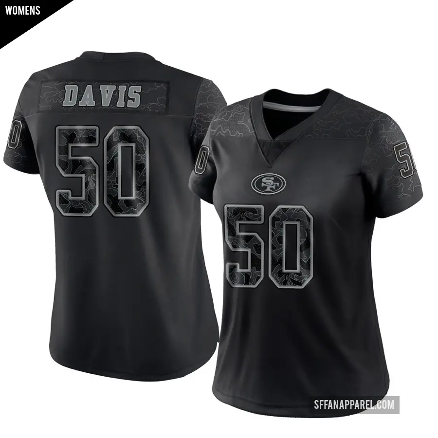 Women's San Francisco 49ers ＃50 Khalil Davis Black Limited Reflective Jersey