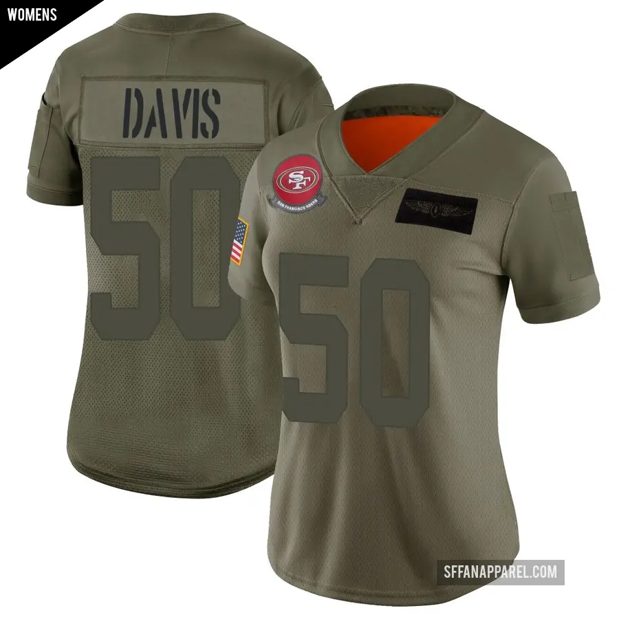 Women's San Francisco 49ers ＃50 Khalil Davis Camo Limited 2019 Salute to Service Jersey