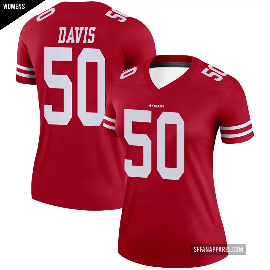 Women's San Francisco 49ers ＃50 Khalil Davis Scarlet Legend Jersey