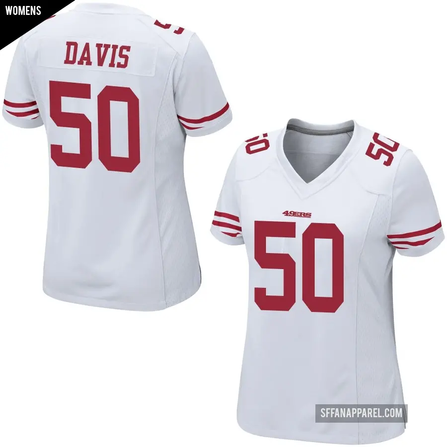 Women's San Francisco 49ers ＃50 Khalil Davis White Game Jersey