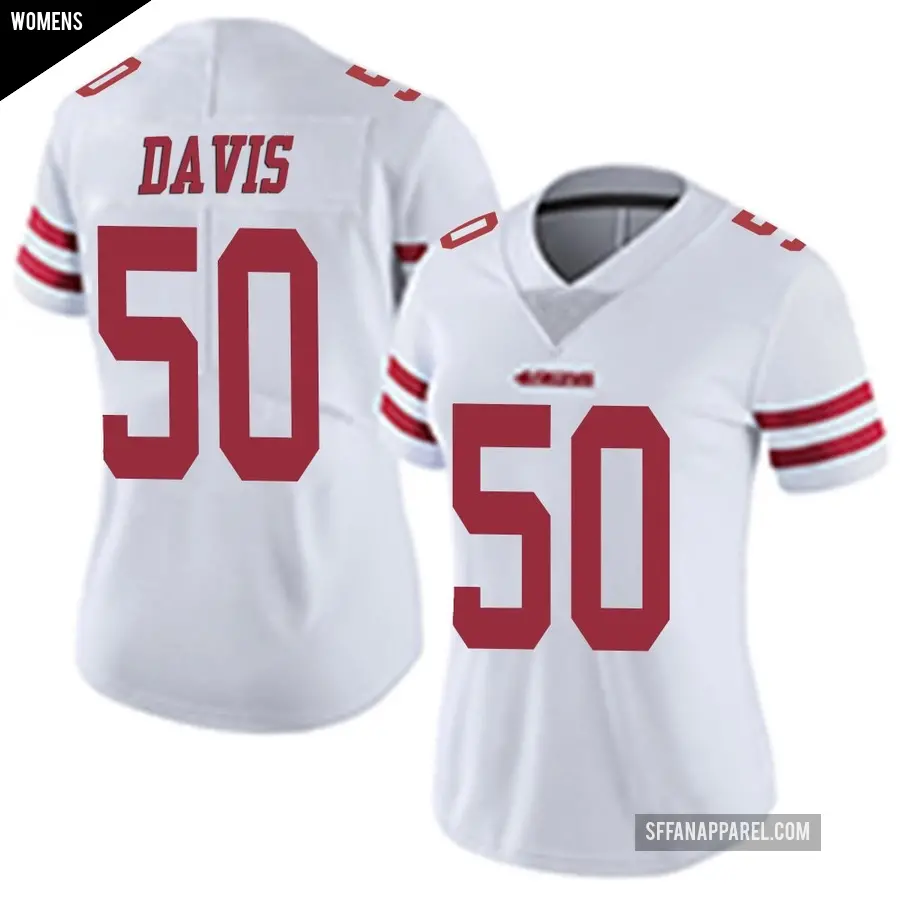 Women's San Francisco 49ers ＃50 Khalil Davis White Limited Vapor Untouchable Jersey