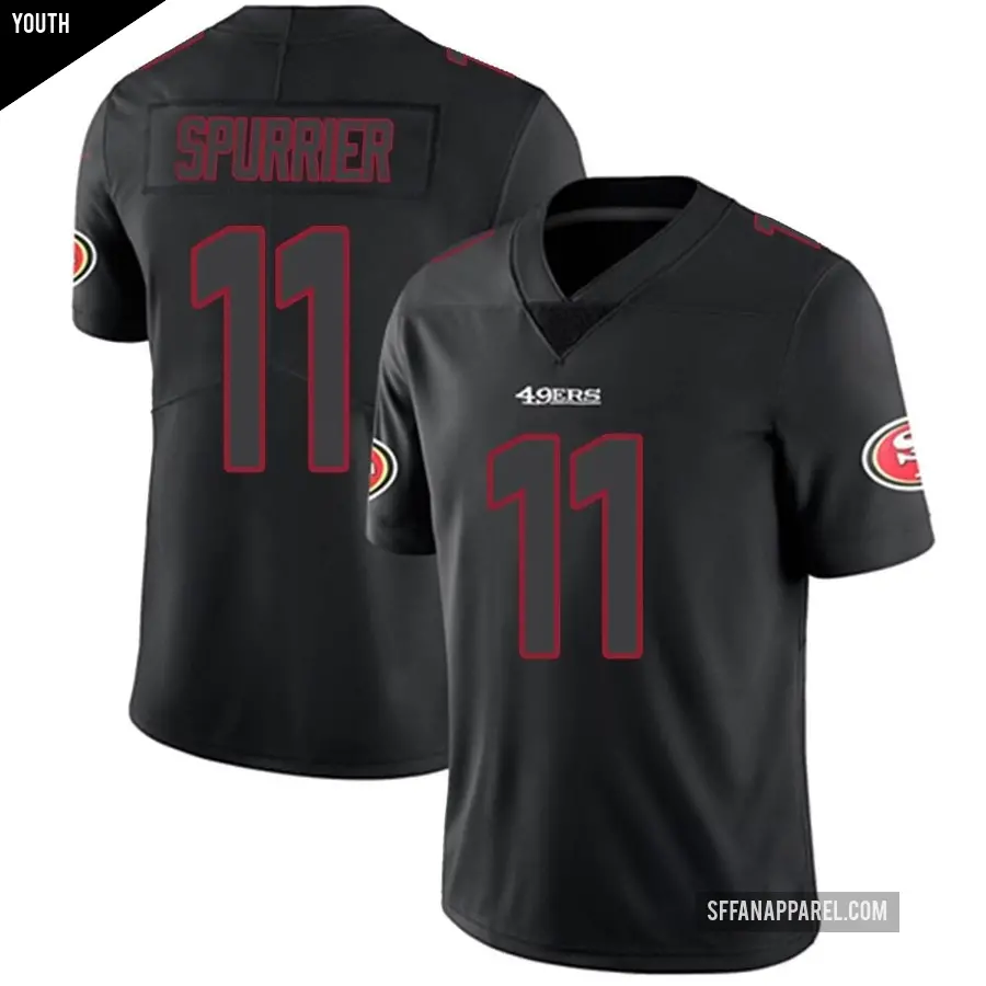 Youth San Francisco 49ers ＃11 Steve Spurrier Black Impact Limited Jersey