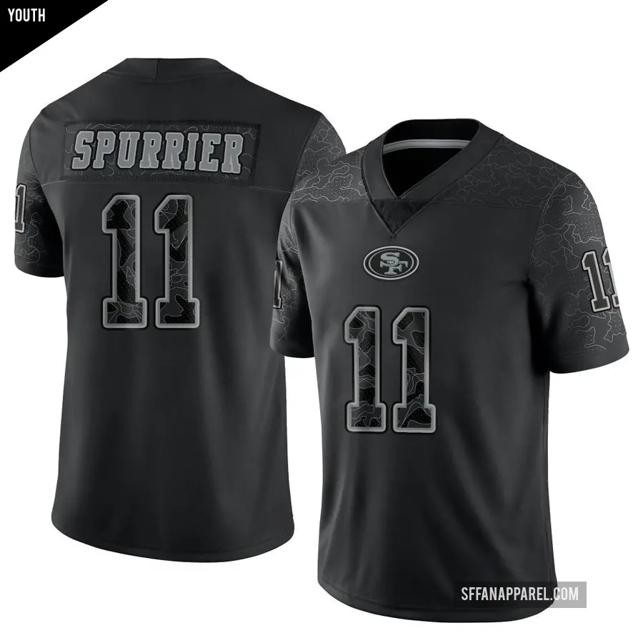 Youth San Francisco 49ers ＃11 Steve Spurrier Black Limited Reflective Jersey