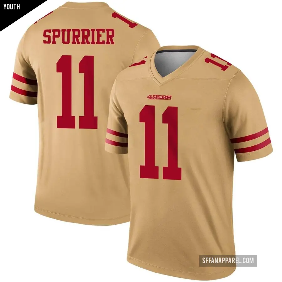 Youth San Francisco 49ers ＃11 Steve Spurrier Gold Legend Inverted Jersey