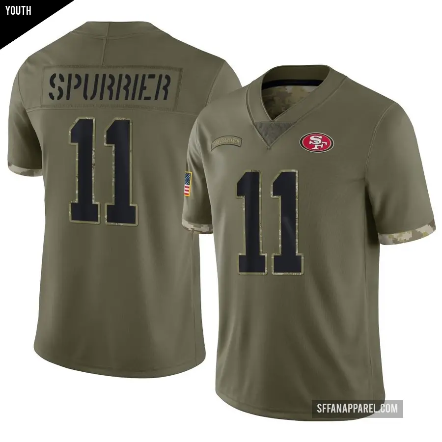 Youth San Francisco 49ers ＃11 Steve Spurrier Olive Limited 2022 Salute To Service Jersey