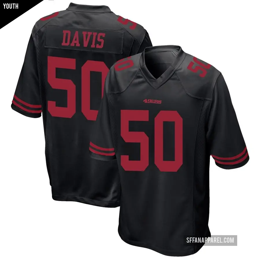 Youth San Francisco 49ers ＃50 Khalil Davis Black Game Alternate Jersey