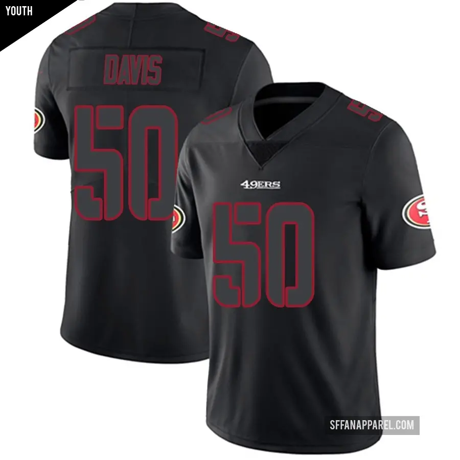 Youth San Francisco 49ers ＃50 Khalil Davis Black Impact Limited Jersey