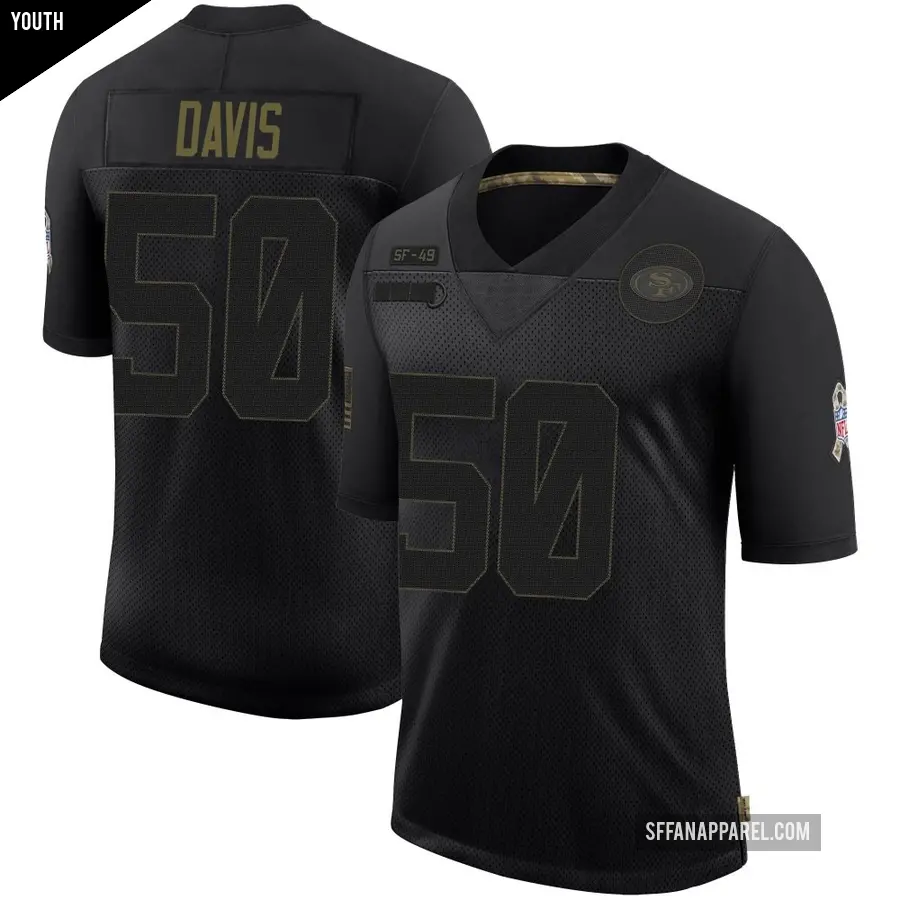 Youth San Francisco 49ers ＃50 Khalil Davis Black Limited 2020 Salute To Service Jersey