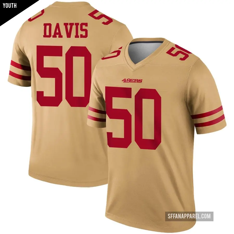 Youth San Francisco 49ers ＃50 Khalil Davis Gold Legend Inverted Jersey